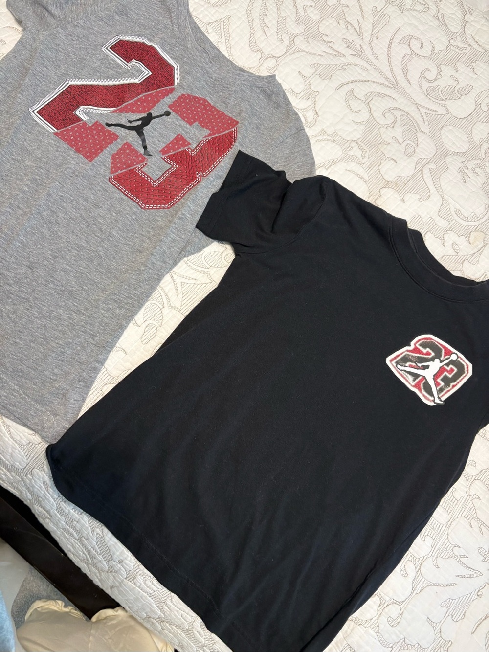Set of 2 Jordan Kids Black & Gray TShirts with Red Number 23 Graphics